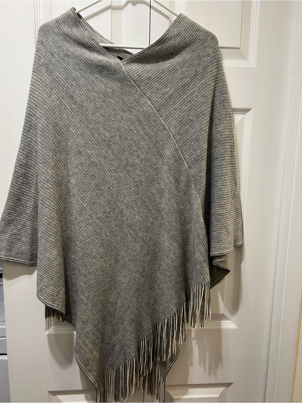 Steve Madden Gray Fringe Wrap Sweater Poncho - Women's Cozy Layer